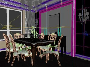 luxury fashion european restaurant 1832 3D Model