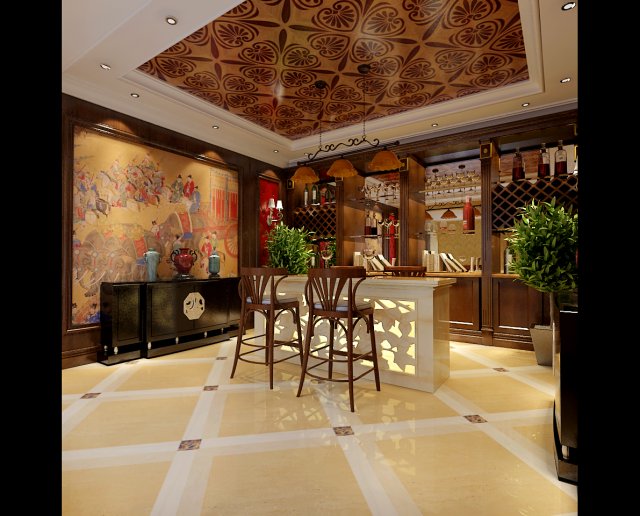 luxury fashion european restaurant 1834 3D Model .c4d .max .obj .3ds .fbx .stl .blend 