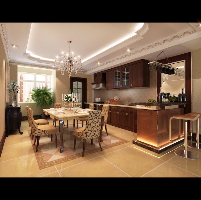 luxury fashion european restaurant 1837 3D मॉडल .c4d .max .obj .3ds .fbx .stl .blend 
