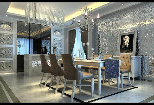 luxury fashion european restaurant 1844 3D Model .c4d .max .obj .3ds .fbx .stl .blend