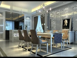 ristorante europeo di moda di lusso 1844 Modello 3D