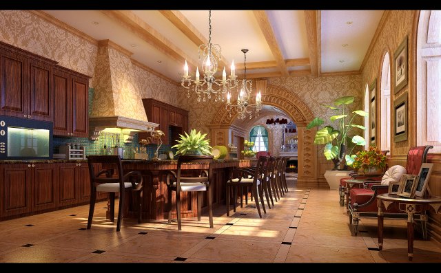 luxury fashion european restaurant 1845 3D Model .c4d .max .obj .3ds .fbx .stl .blend 