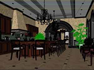 luxury fashion european restaurant 1845 3D Model