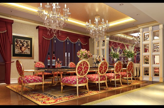 luxury fashion european restaurant 1848 Modello 3D .c4d .max .obj .3ds .fbx .stl .blend 