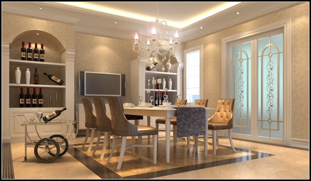 luxury fashion european restaurant 1850 Modelo 3D .c4d .max .obj .3ds .fbx .stl .blend 