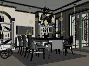 luxury fashion european restaurant 1850 3D Model