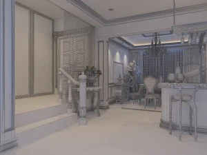luxury fashion european restaurant 1851 3D Model