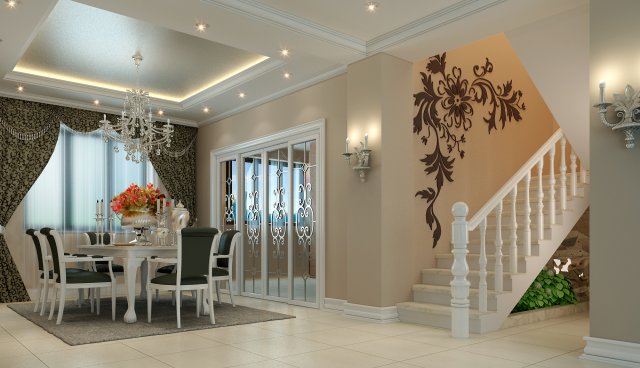 luxury fashion european restaurant 1852 3D Model .c4d .max .obj .3ds .fbx .stl .blend 