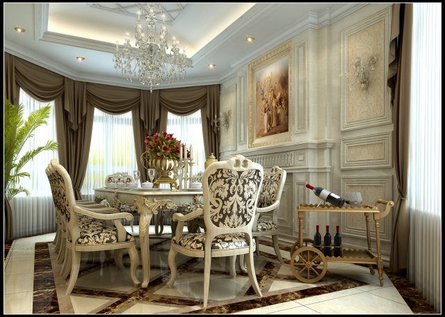 luxury fashion european restaurant 1854 3D मॉडल .c4d .max .obj .3ds .fbx .stl .blend 