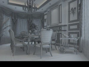 luxury fashion european restaurant 1854 3D Model