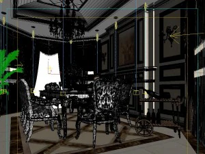 luxury fashion european restaurant 1854 3D Model