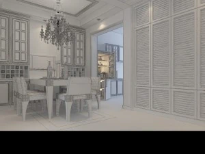 luxury fashion european restaurant 1855 3D Model