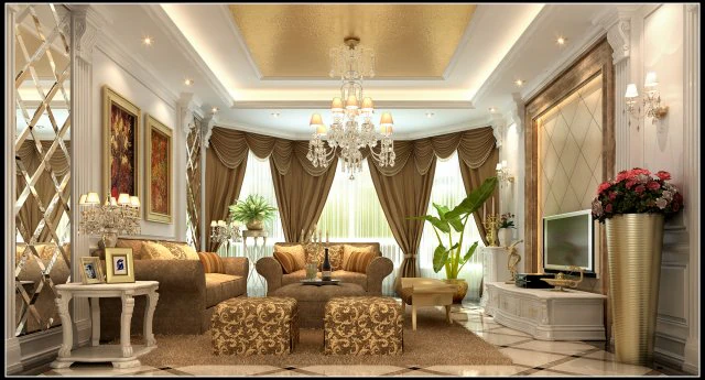 luxury fashion european living room 1733 3D Model .c4d .max .obj .3ds .fbx .stl .blend