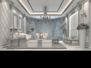 luxury fashion european living room 1733 3D मॉडल