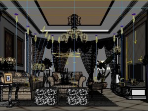 luxury fashion european living room 1733 3D मॉडल
