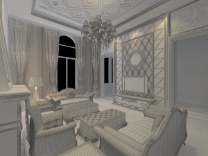 luxury fashion european living room 1778 Model 3D