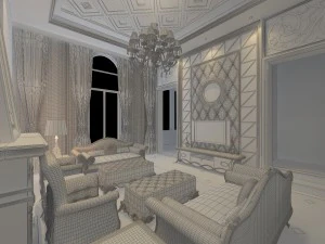 luxury fashion european living room 1778 3D Model