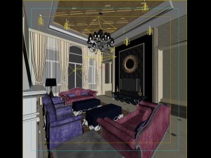 luxury fashion european living room 1778 Model 3D