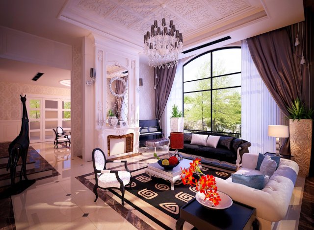 luxury fashion european living room 1788 3D Model .c4d .max .obj .3ds .fbx .stl .blend