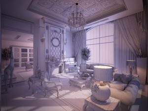 luxury fashion european living room 1788 3D Model