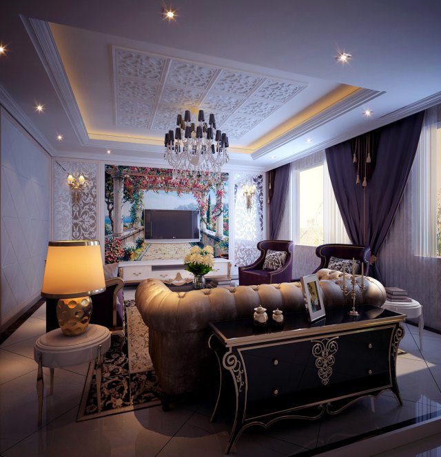 the style of luxury style european living room 1789 3D Model .c4d .max .obj .3ds .fbx .stl .blend