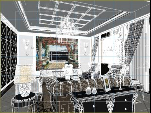 the style of luxury style european living room 1789 3D Model