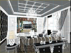the style of luxury style european living room 1789 3D Model