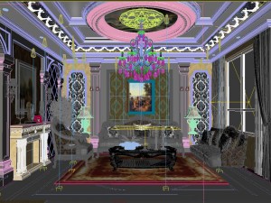 luxury fashion european living room 5138 Model 3D