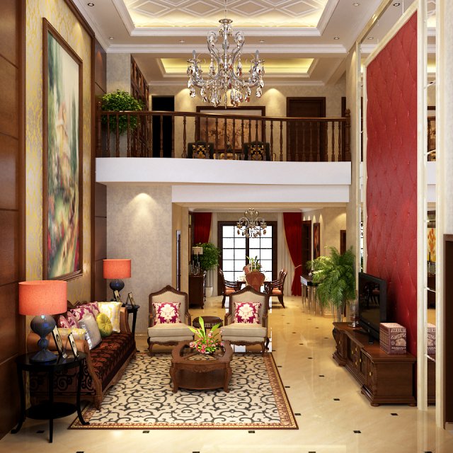 luxury fashion european living room 5144 3D Модель .c4d .max .obj .3ds .fbx .stl .blend 
