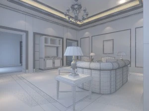 luxury fashion european living room 1755 3D Model