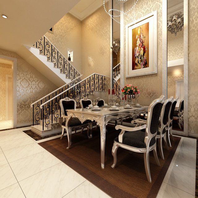 luxury fashion european living room 5136 3D Модель .c4d .max .obj .3ds .fbx .stl .blend 