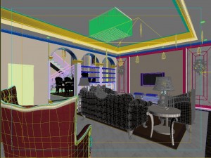luxury fashion european living room 5136 3D Модель
