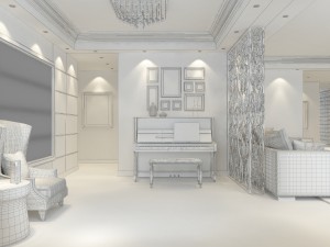 deluxe modern living room 1805 Model 3D