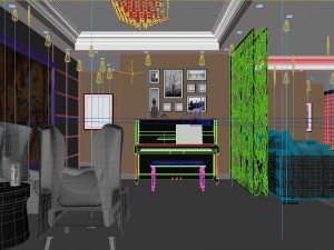deluxe modern living room 1805 Model 3D