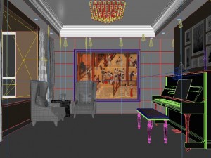 deluxe modern living room 1805 Model 3D