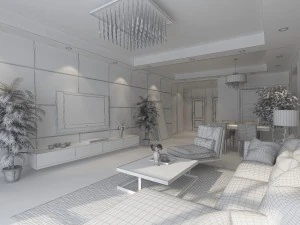 deluxe modern living room 1808 3D Model