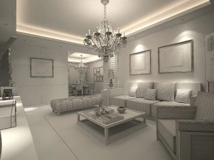 deluxe modern living room 1810 3D Model