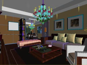 deluxe modern living room 1810 3D Model
