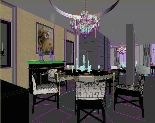 the luxurious modern living room 1812 Model 3D .c4d .max .obj .3ds .fbx .stl .blend