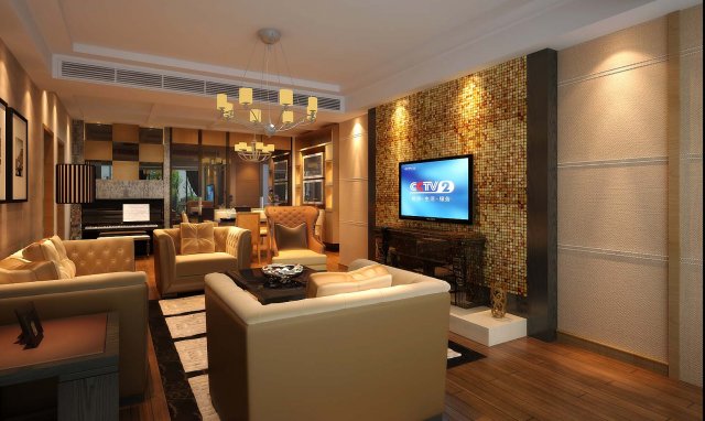 the luxurious modern living room is 1820 3D 模型 .c4d .max .obj .3ds .fbx .stl .blend 