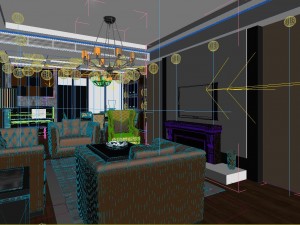 the luxurious modern living room is 1820 3D 模型