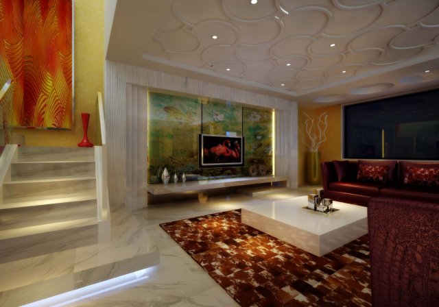 deluxe modern living room 1822 3D Модель .c4d .max .obj .3ds .fbx .stl .blend