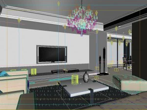 deluxe modern living room 1824 3D Model