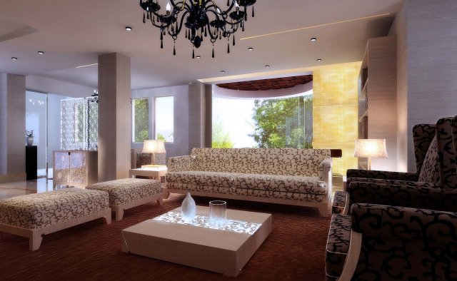 deluxe modern living room 1827 3D Model .c4d .max .obj .3ds .fbx .stl .blend 