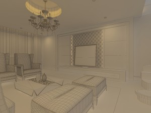 deluxe modern living room 1827 3D Model