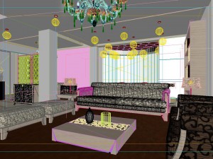 deluxe modern living room 1827 3D Model