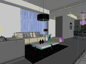 deluxe modern living room 1828 3D Model