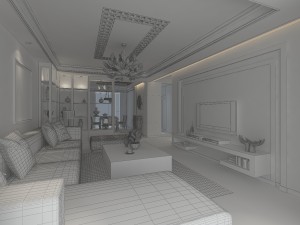 deluxe modern living room 1829 3D 模型