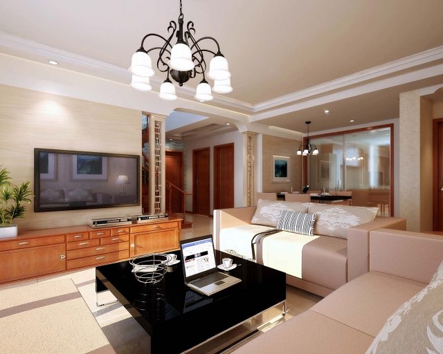 the luxurious modern living room is 1830 Modello 3D .c4d .max .obj .3ds .fbx .stl .blend 