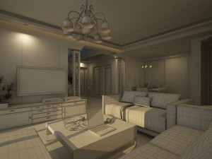 the luxurious modern living room is 1830 Modello 3D
